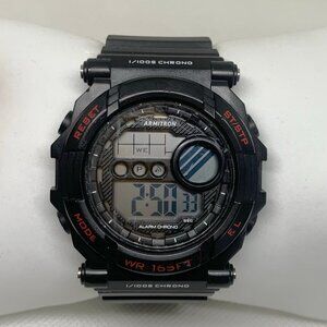 Armitron men’s digital Quartz watch black tone 45mm  plastic band running